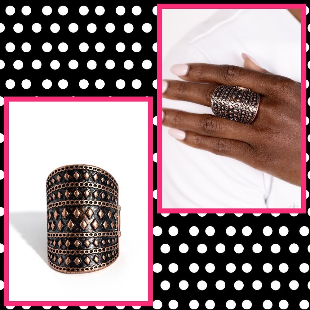 2/$10 Paparazzi Diamondback Bravado - Copper Ring